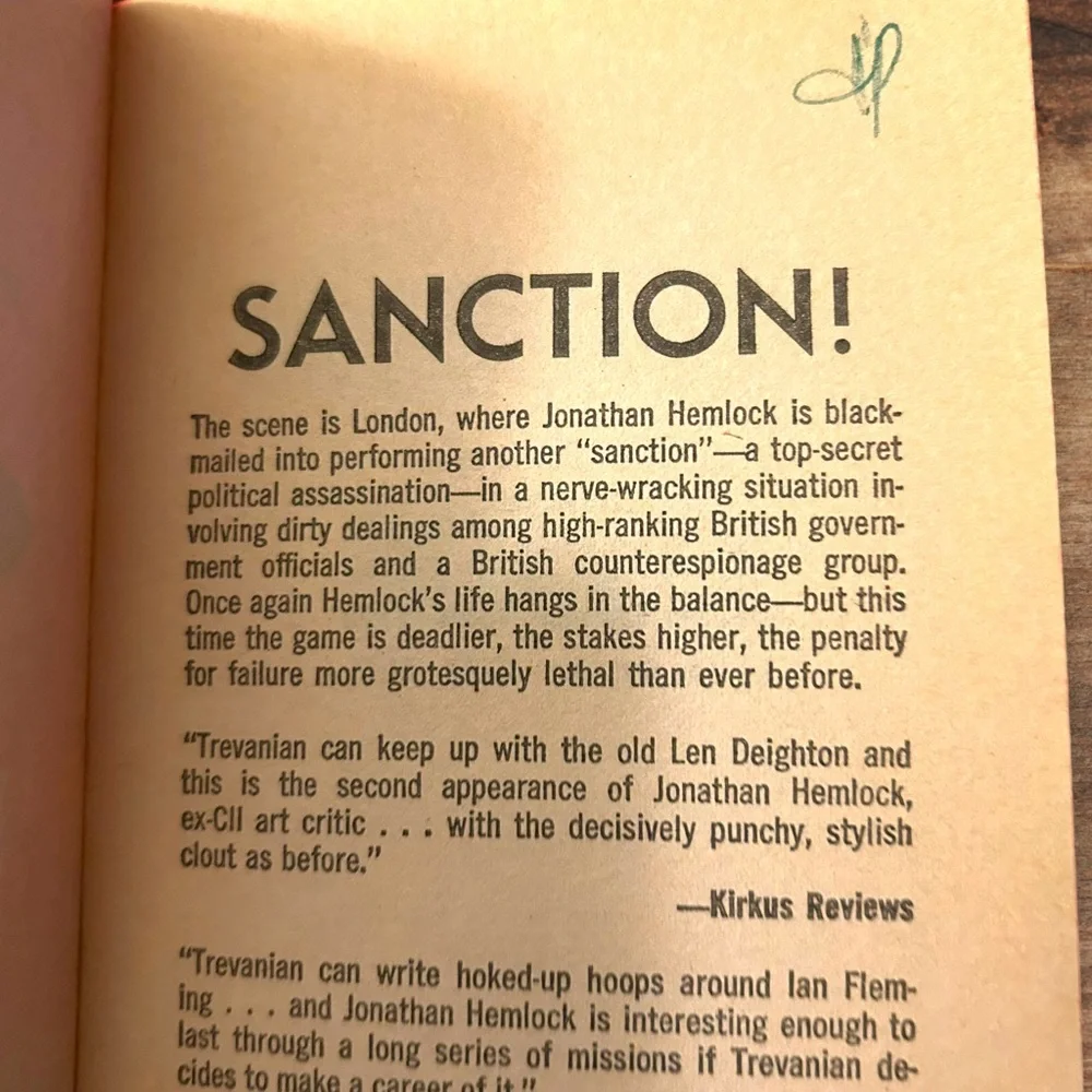 Book The Loo Sanction By Trevanian Paperback Jonathan Hemlock Thriller - Picture 4 of 5